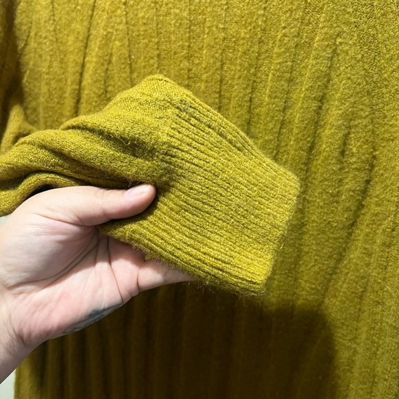 Women's Long Sleeve Rib-Knit Sweater Dress-Olive, L - Picture 4 of 8